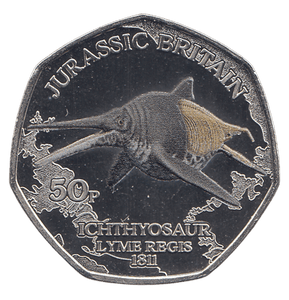 2023 50 PENCE JURASSIC BRITAIN ICHTHYOSAUR COLOURED ( BU ) - WORLD COINS - Cambridgeshire Coins