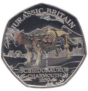 2023 50 PENCE JURASSIC BRITAIN SCELIDOSAURUS COLOURED ( BU ) - WORLD COINS - Cambridgeshire Coins