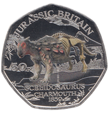 2023 50 PENCE JURASSIC BRITAIN SCELIDOSAURUS COLOURED ( BU ) - WORLD COINS - Cambridgeshire Coins