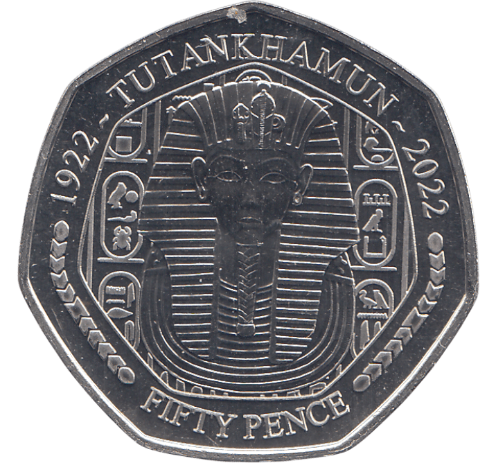 2023 50P DEATH MASK OF TUTANKHAMUN ( BU ) - £5 BU - Cambridgeshire Coins