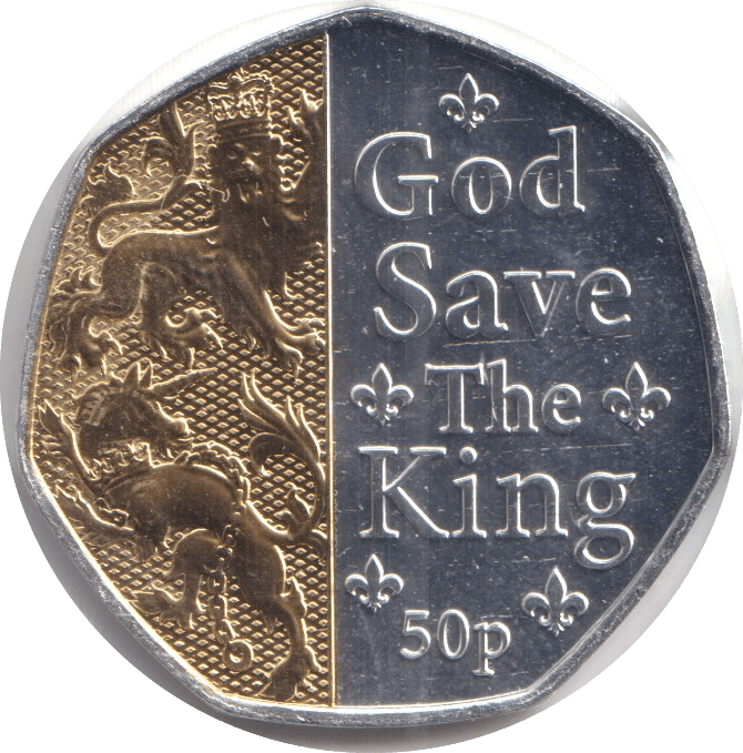2023 50P 'GOD SAVE THE KING' ISLE OF MAN - WORLD COINS - Cambridgeshire Coins