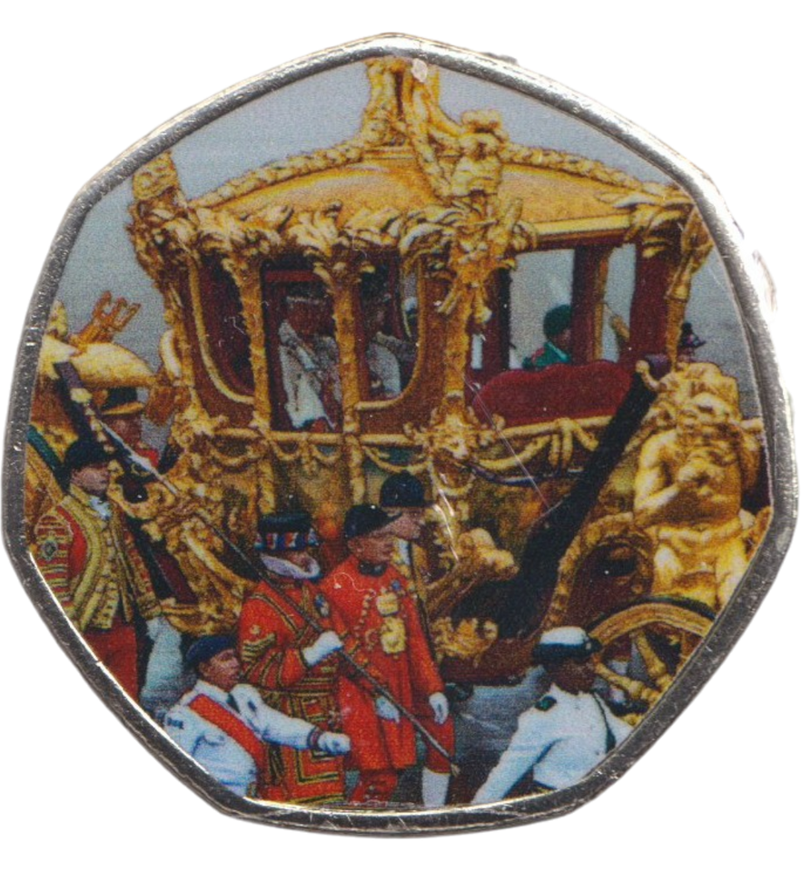 2023 50P SHAPED COIN BRITISH ROYAL GOLD STATE COACH - 50P SHAPED COIN - Cambridgeshire Coins