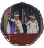 2023 50P SHAPED COIN CHARLES AND CAMILLA WAVING - 50P SHAPED COIN - Cambridgeshire Coins