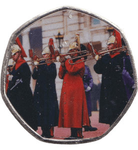 2023 50P SHAPED COIN LONG TO REIGN OVER US BAND OF THE HOUSEHOLD CAVALRY - 50P SHAPED COIN - Cambridgeshire Coins