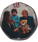 2023 50P SHAPED COIN LONG TO REIGN OVER US CAMILLA WITH TEDDY BEAR - 50P SHAPED COIN - Cambridgeshire Coins