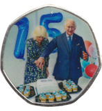 2023 50P SHAPED COIN LONG TO REIGN OVER US CHARLES III AND CAMILLA NHS 75TH ANNIVERSARY - 50P SHAPED COIN - Cambridgeshire Coins