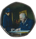 2023 50P SHAPED COIN LONG TO REIGN OVER US CHARLES III AND CAMILLA SIGNING CEREMONY - 50P SHAPED COIN - Cambridgeshire Coins
