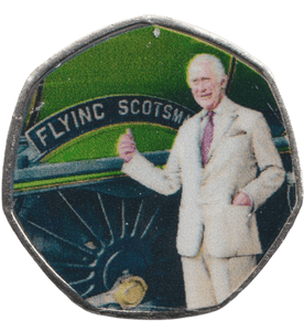 2023 50P SHAPED COIN LONG TO REIGN OVER US CHARLES III AND FLYING SCOTSMAN - 50P SHAPED COIN - Cambridgeshire Coins