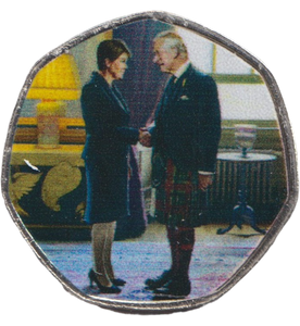 2023 50P SHAPED COIN LONG TO REIGN OVER US CHARLES III AND NICOLA STURGEON - 50P SHAPED COIN - Cambridgeshire Coins