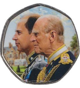 2023 50P SHAPED COIN LONG TO REIGN OVER US CHARLES III AND PRINCE PHILIP - 50P SHAPED COIN - Cambridgeshire Coins