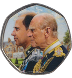 2023 50P SHAPED COIN LONG TO REIGN OVER US CHARLES III AND PRINCE PHILIP - 50P SHAPED COIN - Cambridgeshire Coins