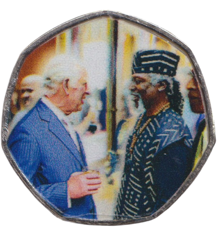 2023 50P SHAPED COIN LONG TO REIGN OVER US CHARLES III BUCKINGHAM PALACE RECEPTION - 50P SHAPED COIN - Cambridgeshire Coins