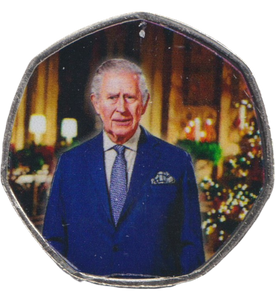 2023 50P SHAPED COIN LONG TO REIGN OVER US CHARLES III CHRISTMAS PORTRAIT - 50P SHAPED COIN - Cambridgeshire Coins
