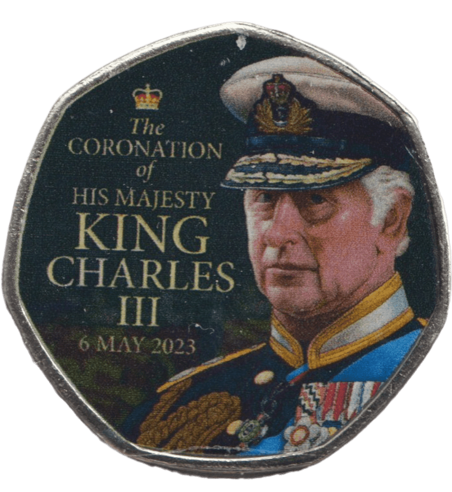 2023 50P SHAPED COIN LONG TO REIGN OVER US CHARLES III CORONATION PORTRAIT - 50P SHAPED COIN - Cambridgeshire Coins