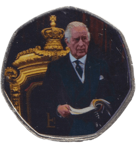2023 50P SHAPED COIN LONG TO REIGN OVER US CHARLES III PORTRAIT - 50P SHAPED COIN - Cambridgeshire Coins