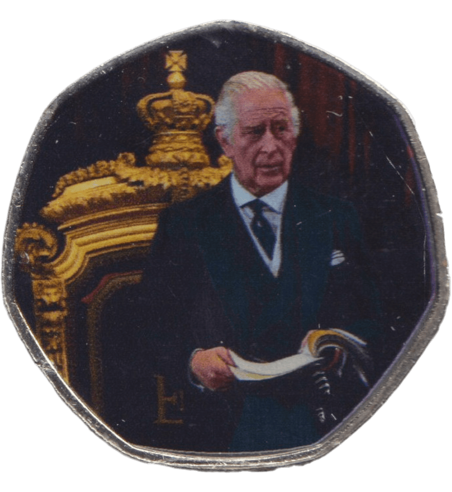 2023 50P SHAPED COIN LONG TO REIGN OVER US CHARLES III PORTRAIT - 50P SHAPED COIN - Cambridgeshire Coins