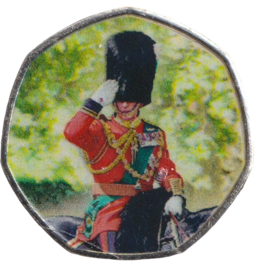 2023 50P SHAPED COIN LONG TO REIGN OVER US CHARLES III TROOPING THE COLOUR CEREMONY - 50P SHAPED COIN - Cambridgeshire Coins