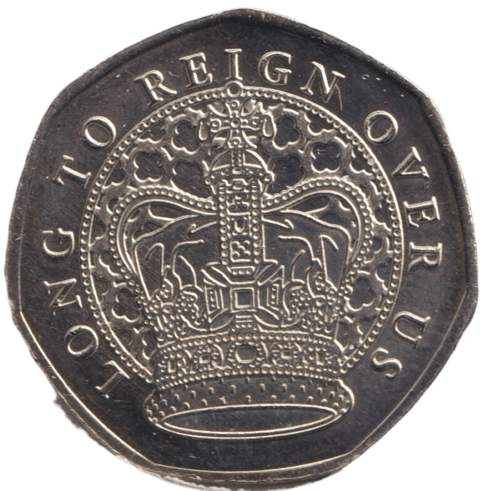 2023 50P SHAPED COIN LONG TO REIGN OVER US KING CHARLES II LIZ TRUSS - 50P SHAPED COIN - Cambridgeshire Coins