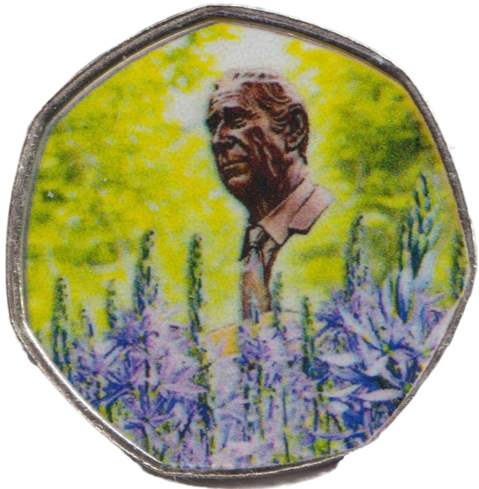 2023 50P SHAPED COIN LONG TO REIGN OVER US KING CHARLES III LAVENDER - 50P SHAPED COIN - Cambridgeshire Coins