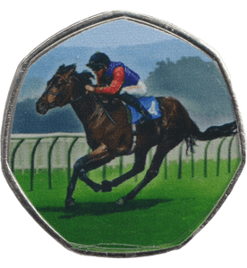 2023 50P SHAPED COIN LONG TO REIGN OVER US RACEHORSE - 50P SHAPED COIN - Cambridgeshire Coins
