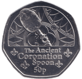 2023 BU 50P THE ANCIENT CORONATION SPOON GUERNSEY - 50p BU - Cambridgeshire Coins