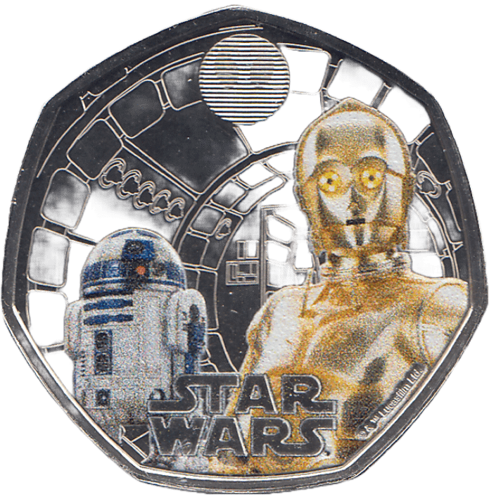 2023 FIFTY PENCE BRILLIANT UNCIRCULATED COLOURISED 50P R2D2/C3PO - 50p BU - Cambridgeshire Coins