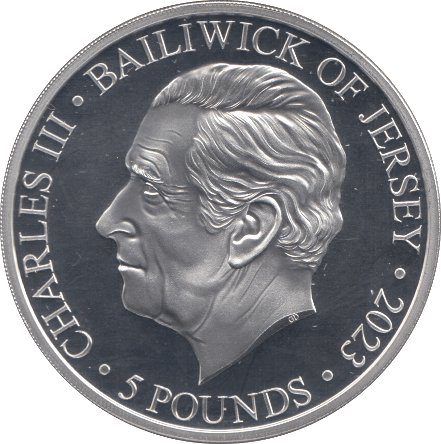 2023 FIVE POUNDS SILVER PROOF JERSEY - WORLD COINS - Cambridgeshire Coins