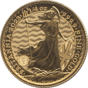 2023 GOLD £25 QUARTER OUNCE BRITANNIA COIN ( BU ) - GOLD BRITANNIAS - Cambridgeshire Coins