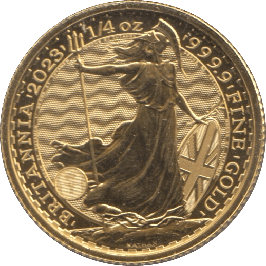 2023 GOLD £25 QUARTER OUNCE BRITANNIA COIN ( BU ) - GOLD BRITANNIAS - Cambridgeshire Coins