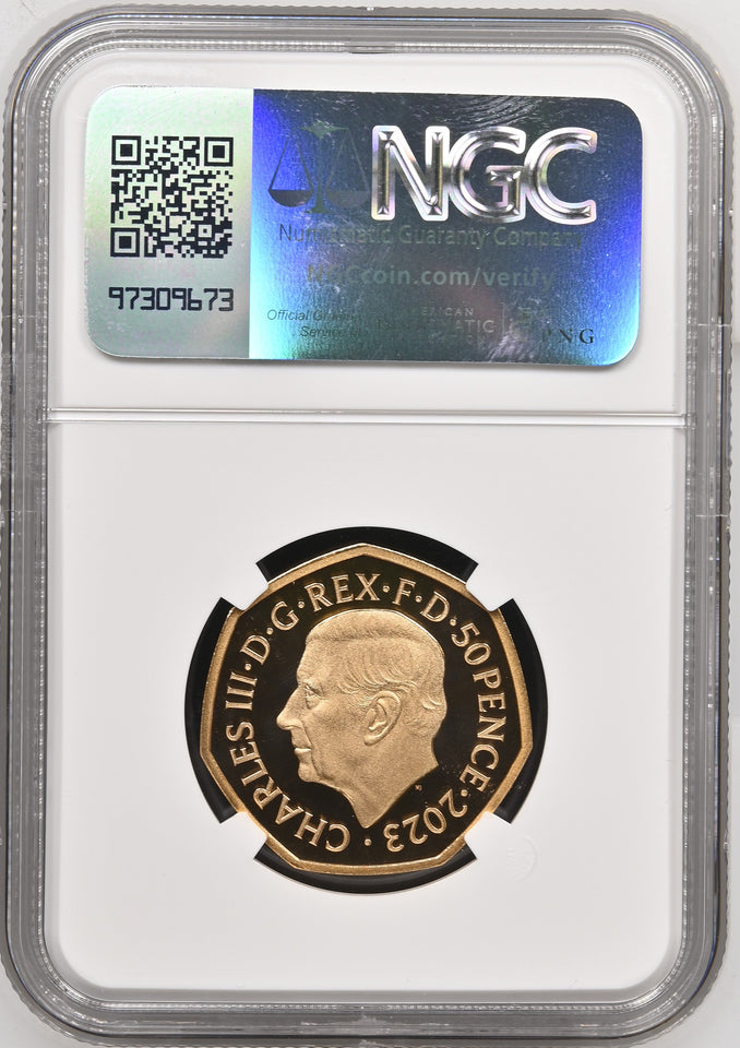 2023 GOLD PROOF 50P HARRY POTTER HOGWARTS PF 69 ULTRA CAMEO - NGC GOLD 50P - Cambridgeshire Coins