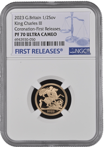 2023 GOLD PROOF HALF SOVEREIGN CORONATION NGC PF 70 - NGC GOLD HALF SOVEREIGN - Cambridgeshire Coins