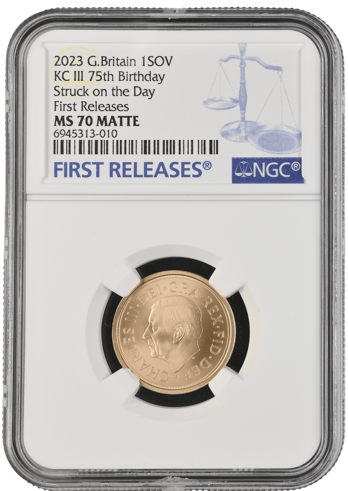 2023 GOLD PROOF SOVEREIGN 75TH BIRTHDAY KING CHARLES III NGC MS 70 - NGC GOLD SOVEREIGN - Cambridgeshire Coins