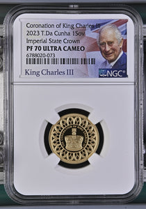 2023 GOLD SOVEREIGN CORONATION OF KING CHARLES PF 70 - NGC GOLD £1 - Cambridgeshire Coins