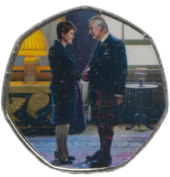 2023 KING CHARLES LONG TO REIGN OVER US 50P SHAPED COIN - 50P SHAPED COIN - Cambridgeshire Coins