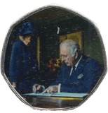 2023 KING CHARLES LONG TO REIGN OVER US 50P SHAPED COIN - 50P SHAPED COIN - Cambridgeshire Coins