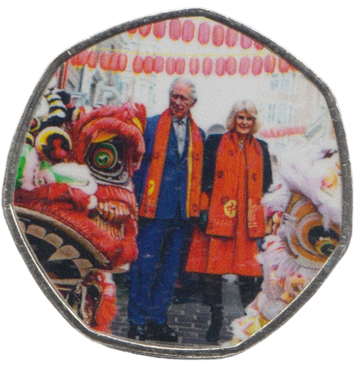 2023 KING CHARLES LONG TO REIGN OVER US 50P SHAPED COIN - 50P SHAPED COIN - Cambridgeshire Coins