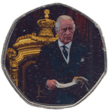 2023 KING CHARLES LONG TO REIGN OVER US 50P SHAPED COIN - 50P SHAPED COIN - Cambridgeshire Coins