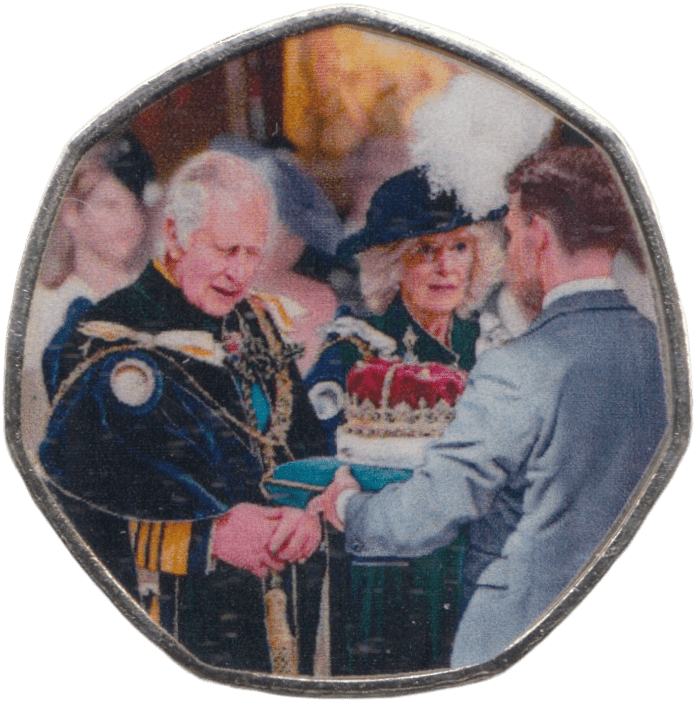 2023 KING CHARLES LONG TO REIGN OVER US 50P SHAPED COIN - 50P SHAPED COIN - Cambridgeshire Coins