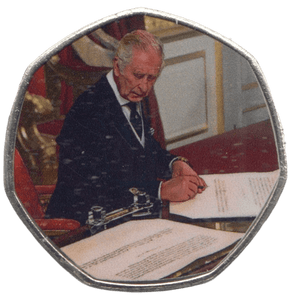 2023 KING CHARLES LONG TO REIGN OVER US 50P SHAPED COIN - 50P SHAPED COIN - Cambridgeshire Coins