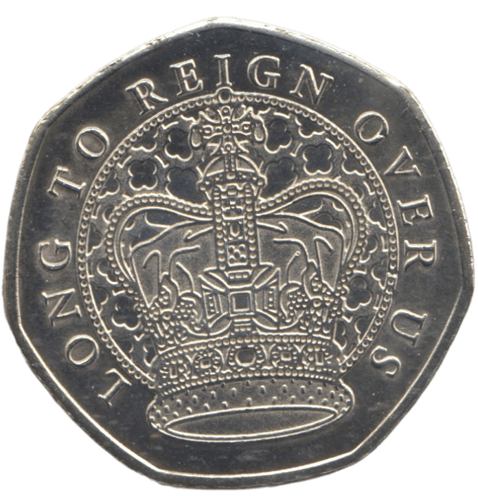 2023 KING CHARLES LONG TO REIGN OVER US 50P SHAPED COIN - 50P SHAPED COIN - Cambridgeshire Coins