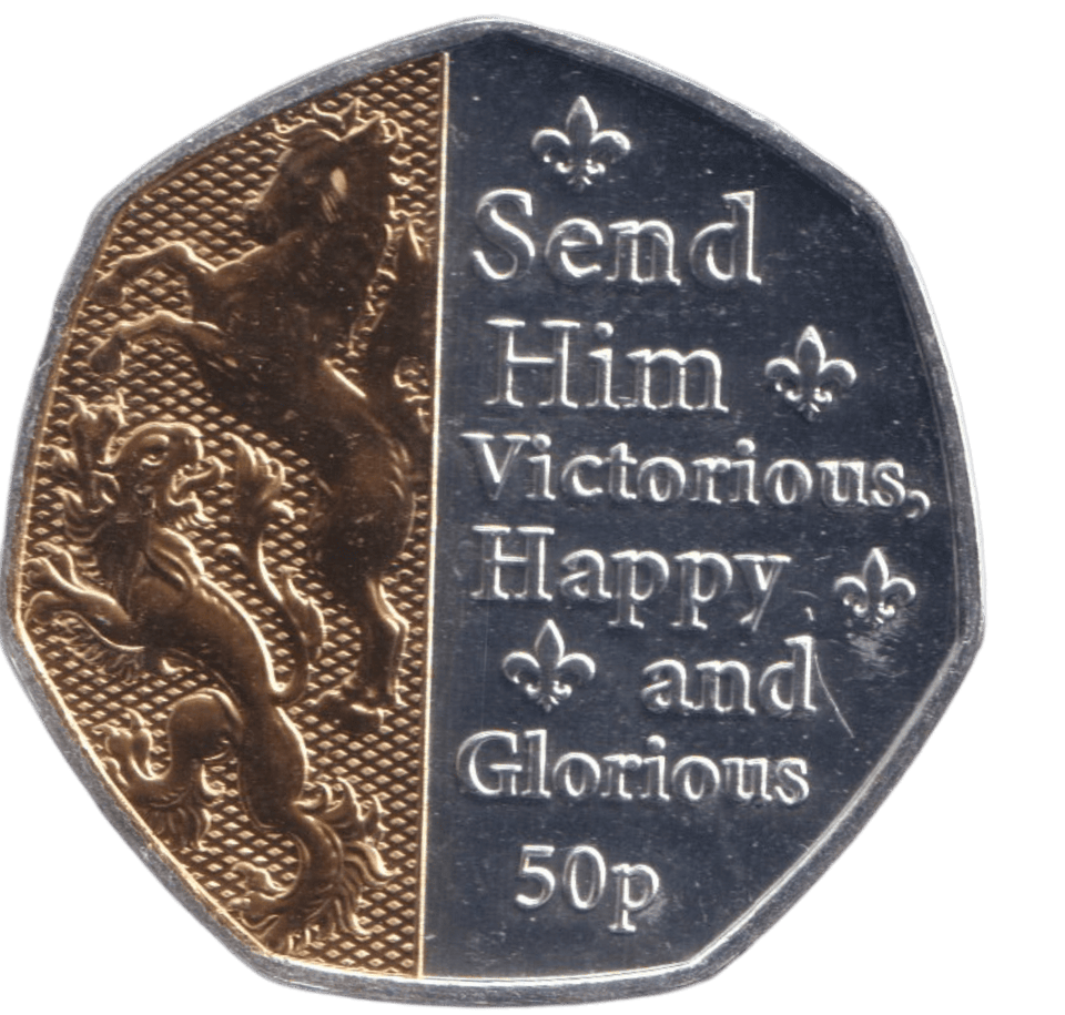 2023 SEND HIM VICTORIOUS HAPPY AND GLORIOUS 50P ISLE OF MAN - 50P REGIONAL ISSUES - Cambridgeshire Coins
