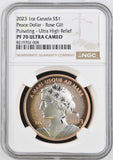 2023 SILVER 1 0Z ROSE GILT PROOF $1 PEACE DOLLAR PF 70 ULTRA CAMEO - NGC SILVER COINS - Cambridgeshire Coins