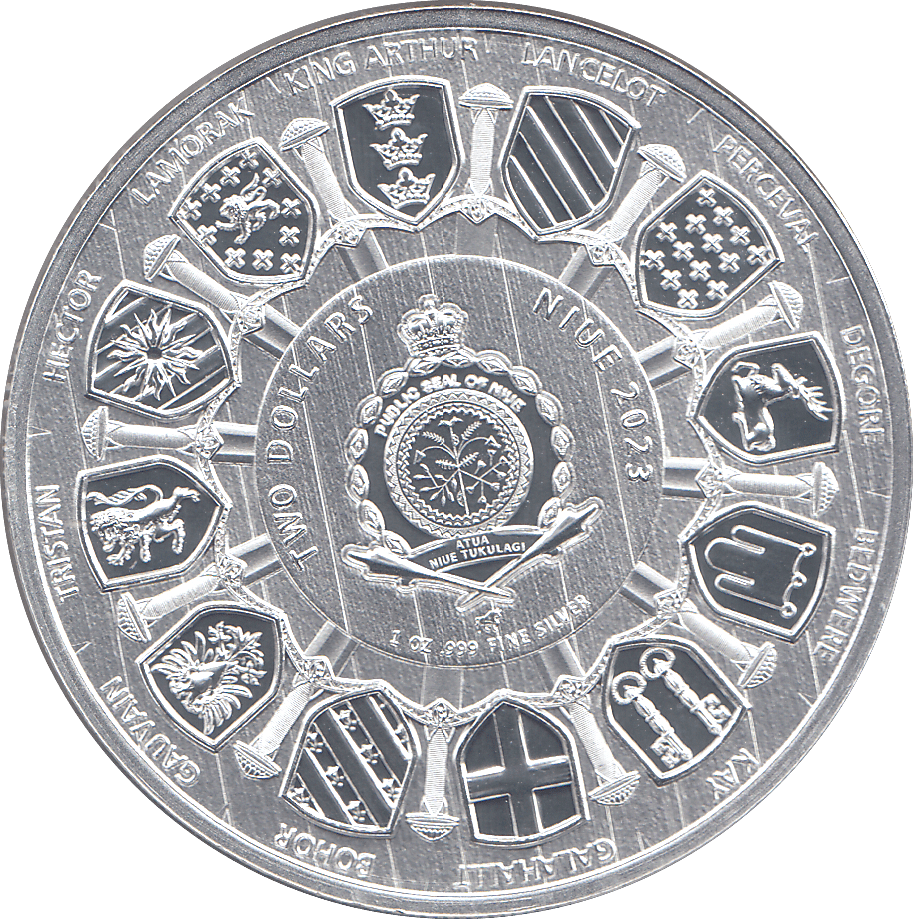 2023 SILVER 1OZ TWO DOLLARS CAMELOT ARTHUR PENDRAGON NIUE ( BU ) - SILVER WORLD COINS - Cambridgeshire Coins