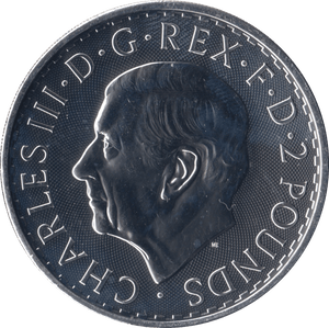 2023 SILVER BRITANNIA ONE OUNCE TWO POUNDS CHARLES III UNCROWNED (TRIDENT PRIVY) - Cambridgeshire Coins