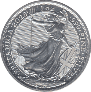 2023 SILVER ONE OUNCE BRITANNIA .999 FINE SILVER 2 POUND - SILVER WORLD COINS - Cambridgeshire Coins