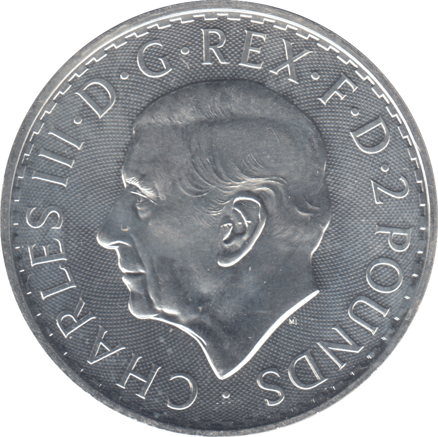 2023 SILVER ONE OUNCE BRITANNIA .999 FINE SILVER 2 POUND - SILVER WORLD COINS - Cambridgeshire Coins