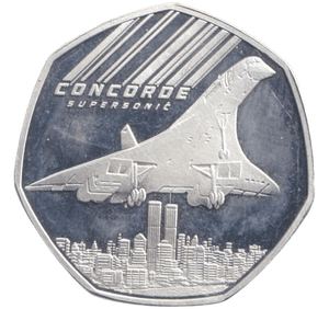 2023 SILVER PLATED 50 CENTS CONCORDE SUPERSONIC ( PROOF ) - WORLD COINS - Cambridgeshire Coins