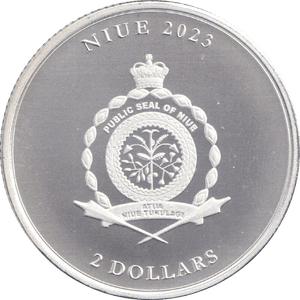 2023 SILVER PROOF 2 DOLLAR ICON QUEEN ELIZABETH II NIUE - SILVER WORLD COINS - Cambridgeshire Coins