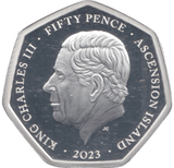 2023 SILVER PROOF 50P ASCENSION ISLAND - SILVER WORLD COINS - Cambridgeshire Coins