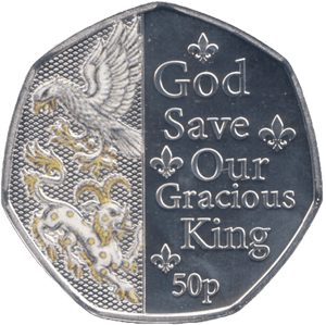 2023 SILVER PROOF 50P 'GOD SAVE OUR GRACIOUS KING' ISLE OF MAN - SILVER WORLD COINS - Cambridgeshire Coins